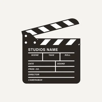 Clapperboard with Studio Name Detailed Realistic Film Production Design Stock Illustration