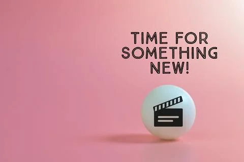 Clapperboard symbol with text TIME FOR SOMETHING NEW! Stock Photos