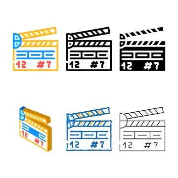 Clapperboard tool diversity color icon vector Stock Illustration