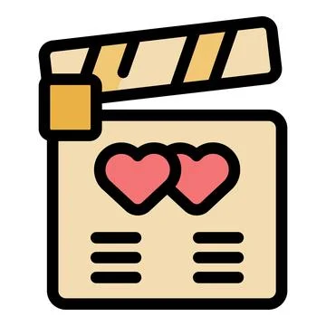Clapperboard with two hearts showing romantic movie production イラスト素材