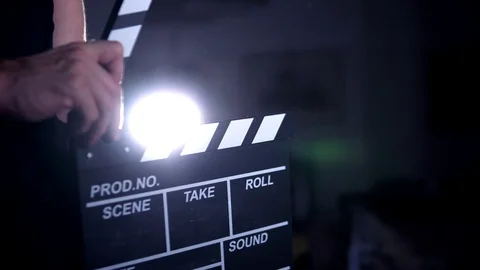 Clapperboard Used On Set, Behind The Scenes Of Creative Film Project, 4K Stock Footage 95236747