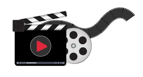 Clapperboard with video streaming logo Stock Illustration