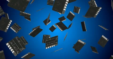Clapperboards falling slow motion animation Stock Footage 238425076