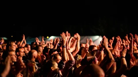 Clapping fans live concert Stock Footage