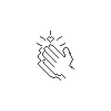 Clapping hand, Applause. Pixel art line icon Stock Illustration