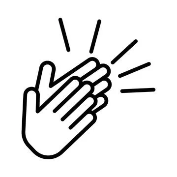 Clapping hand icon linear logo mark in black and white Stock Illustration
