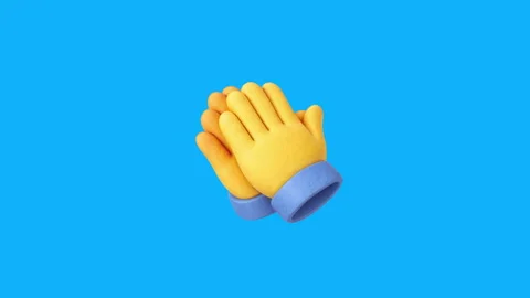 Clapping Hands 3D Emoji on Blue Background Video stock 347413885