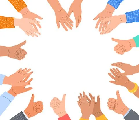 Clapping hands applause thumbs up team congratulations Illustrazione stock