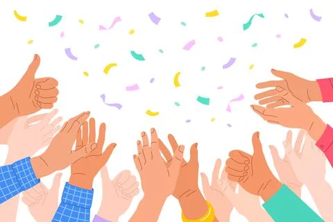 Clapping hands crowd applauds celebrates success Ilustração Stock