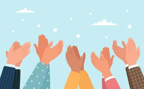 Clapping hands, different people applaud. illustration in flat style Stock Illustration