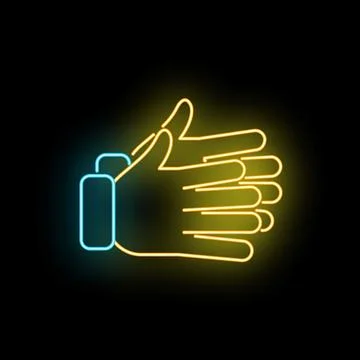 Clapping hands gesture creating neon success applause icon Illustration