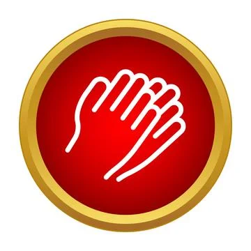Clapping hands icon showing appreciation and success on red button Stock Illustration