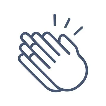 Clapping hands icon. Two hands clapping together in a simple line art icon... Illustrazione stock