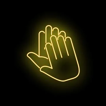 Clapping hands neon sign applauding celebration icon Stock Illustration