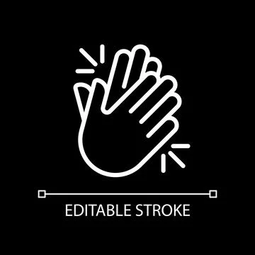 Clapping hands pixel perfect white linear icon for dark theme Illustrazione stock