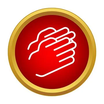 Clapping hands showing applause in round red icon Stock Illustration