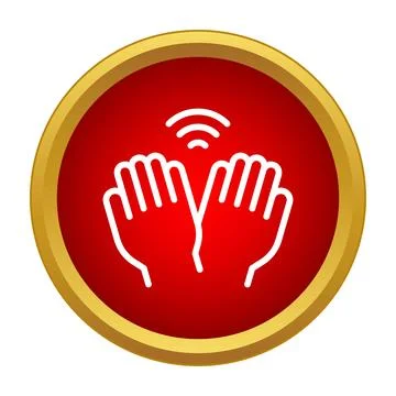 Clapping hands sound icon on red circle Stock Illustration