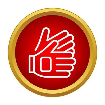 Clapping hands vector icon in red circle Stock Illustration