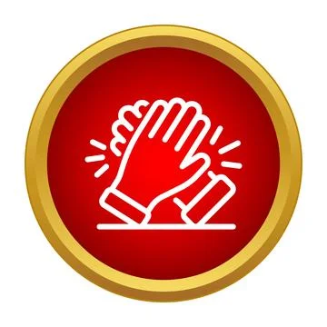 Clapping hands vector icon on red circle button Stock Illustration
