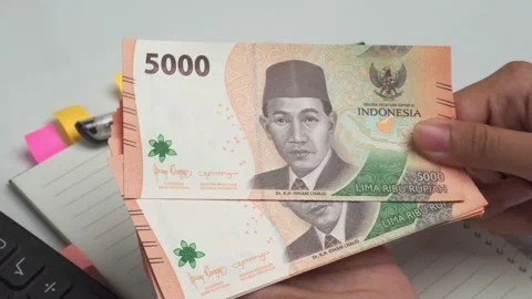 Clapping money in hand with notebook and calculator in background 库存影片 276586351