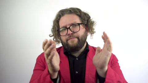 Clapping sarcastically. Young bearded man applauding. Stock Footage 137844639