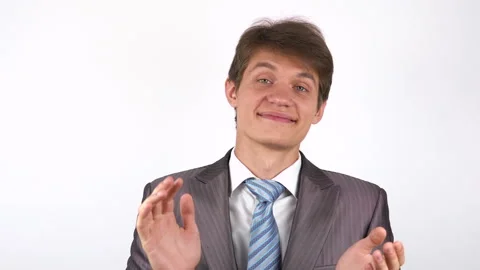 Clapping sarcastically. young man applauding. Stock Footage 92710686