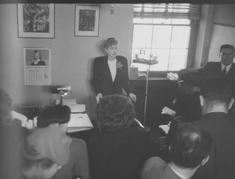 Clare Boothe Luce Addressing Crowd in Washington Office Stock Footage 149788735