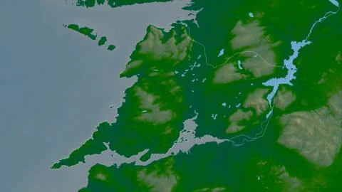 Clare, Ireland. Colored shader data with lakes and rivers Stock Illustration