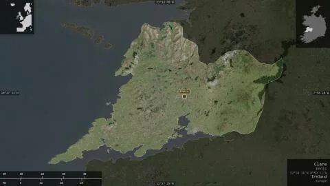 Clare, Ireland. Satellite imagery Stock Illustration
