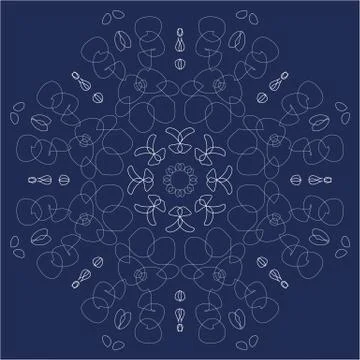 Claret background with white linear rosette Stock Illustration