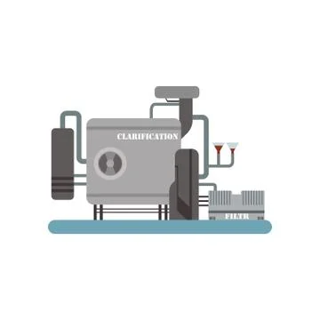 Clarification process, winery production equipment vector Illustration on a 库存插图