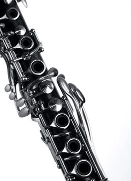Clarinet keys on white Stock Photos