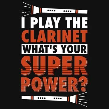 Clarinet typography tshirt design Stock Illustration