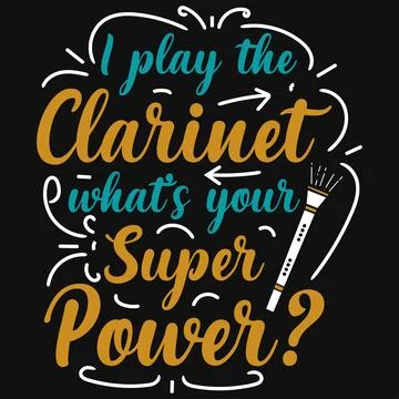 Clarinet typography tshirt design Stock Illustration