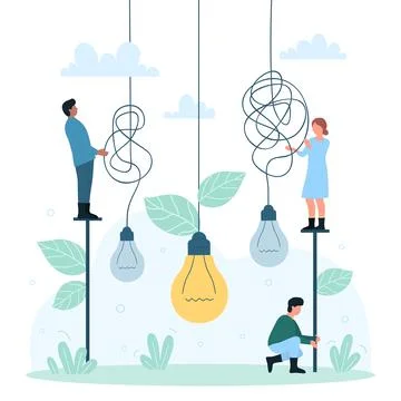 Clarity and simplification of solution process, tiny people simplify complex Stock Illustration