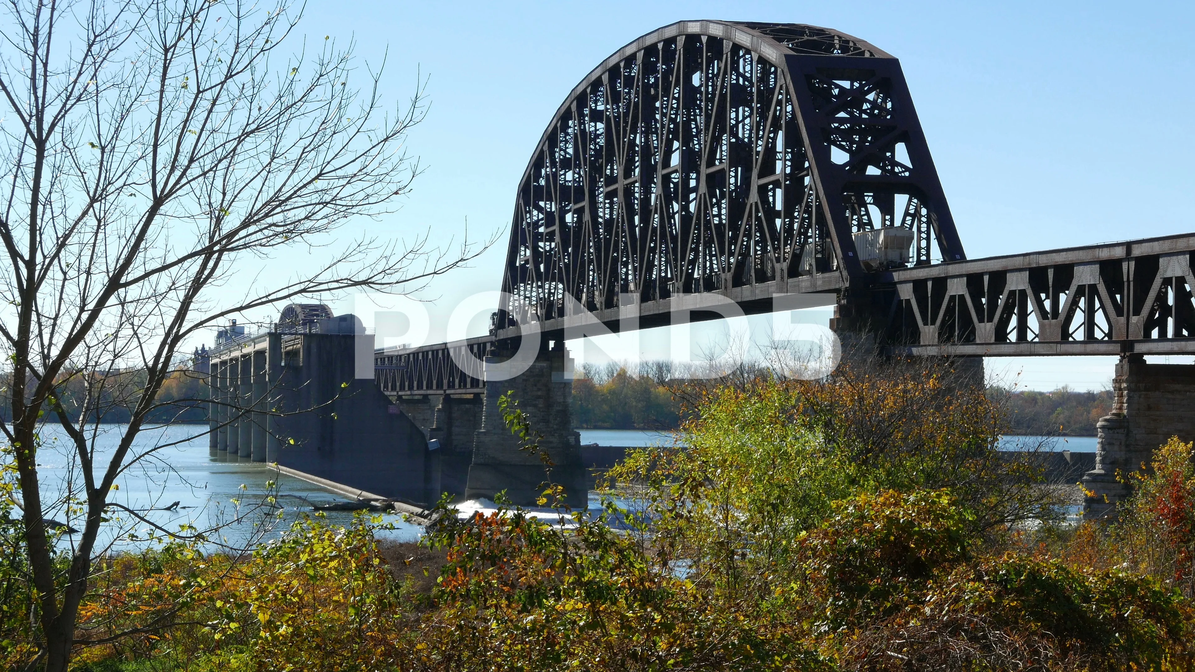 Clark Memorial Bridge Train Crossing The Stock Video Pond5