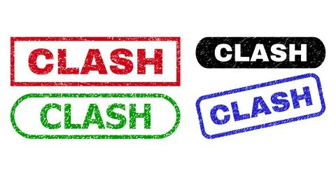 CLASH Rectangle Stamp Seals with Unclean Surface Stock Illustration