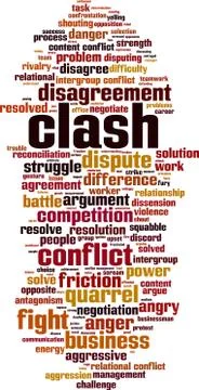 Clash word cloud concept Stock Illustration