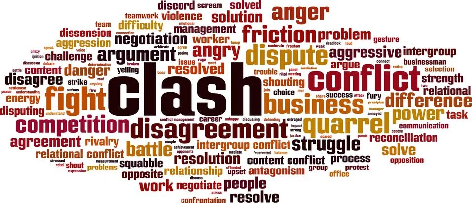 Clash word cloud concept Stock Illustration