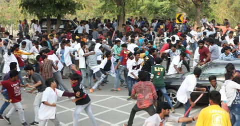 Clashes Between Indian collage Students Stock Footage 171213682