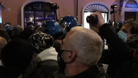 Clashes between police and protesters Stock Footage 158769360