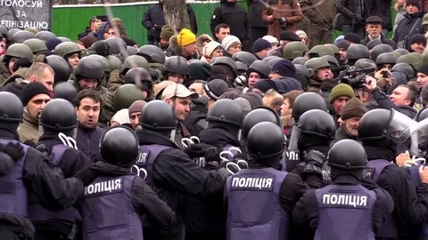 Clashes with the police Stock Footage 84772696