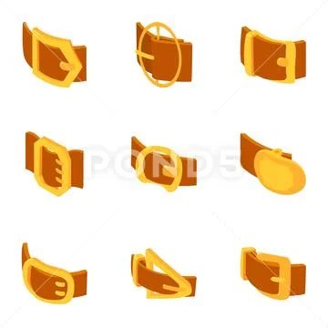 Clasp icons set, cartoon style Stock Illustration