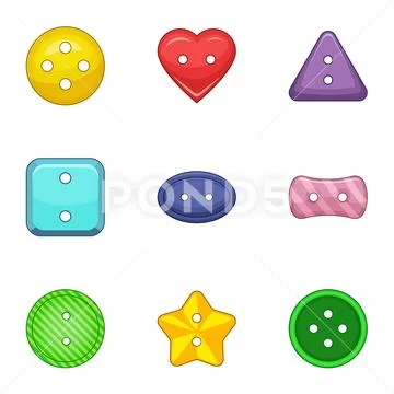 Clasp icons set, cartoon style Stock Illustration