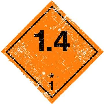 Class 1 Division 1.4 Explosive Hazard Label. Grunge Distressed Ammo Sign. Stock Illustration