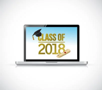 Class of 2018 computer sign illustration design Stock Illustration