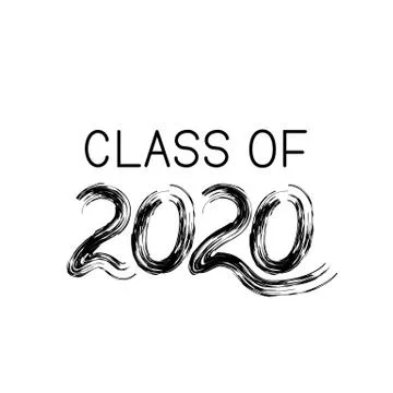 Class of 2020 lettering with dry brush stroke isolated on white. Congratulati Stock Illustration