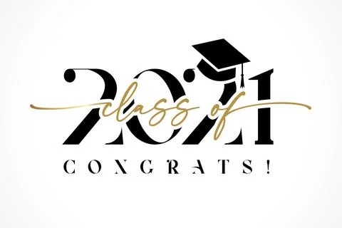 Class of 2021 black calligraphy poster Stock Illustration