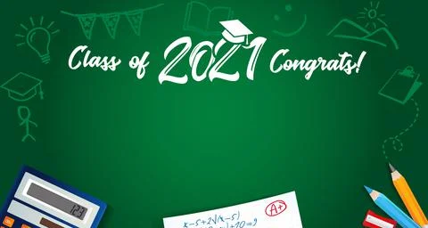 Class of 2021 Congrats school colored pencils design Stock Illustration