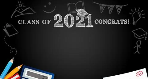 Class of 2021 Congrats school colored pencils on backboard Stock Illustration